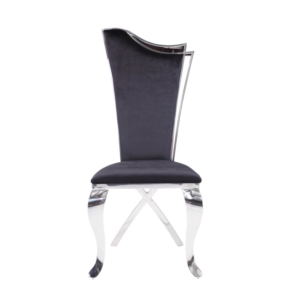 Sedia laterale nera e in acciaio inossidabile con gambe posteriori a forma di X (set di 2) Mobili per sala da pranzo