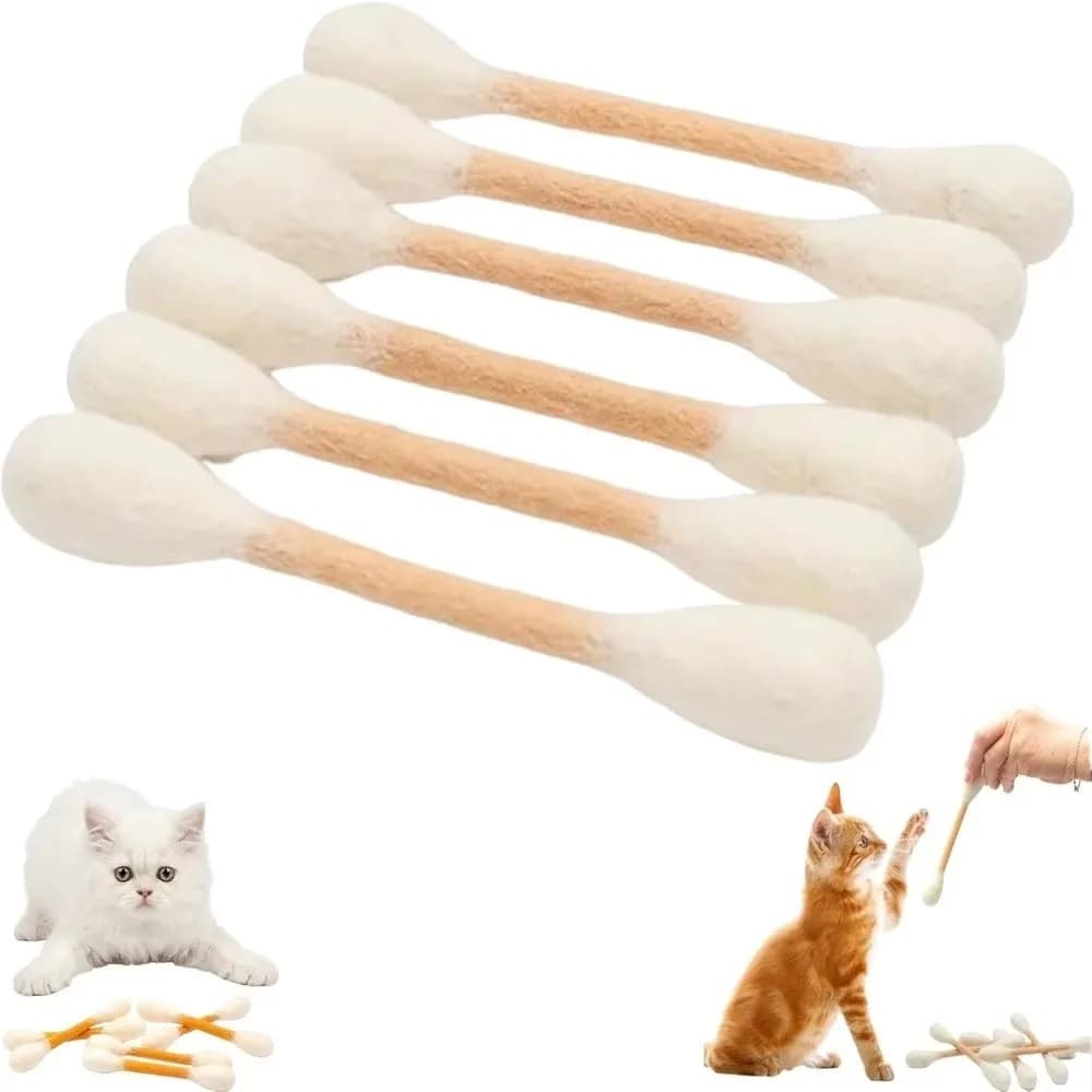 6PCS Felt Cotton Swabs Cat Toys Lightweight Chew Dental Interactive Kick Stick Teething Soft Giant Swabs Cat Toy Cat Lovers