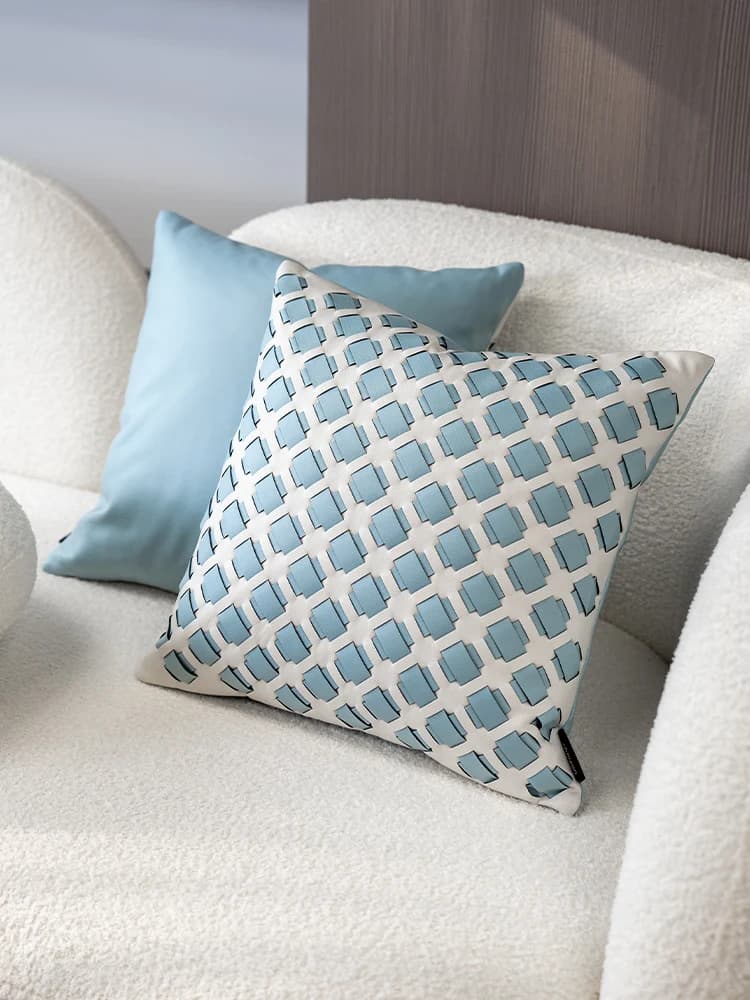 Nordic mat Blue Office Pillowcase Barest Cuion Sofa Decorative Pillow Cover Handmade Woven Leather Square Pillow
