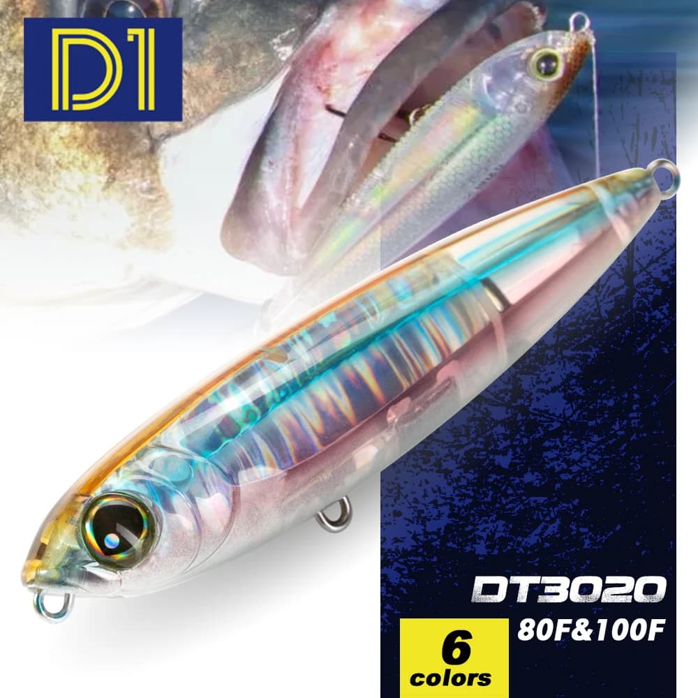 Esca Artificiale Galleggiante D1 Surface Fishing Lure Serie 3DR Pencil 80mm11g & 100mm20g per Pesca a Spinning (Walk The Dog) per Bass