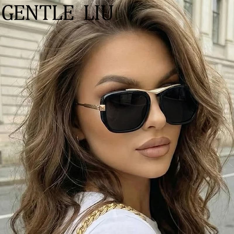 Oversized Square Sunglasses Women 2026 Luxury Brand Fashion Punk Metal Frame Driving Sun Glasses For Ladies Outdoor Trendy Shade