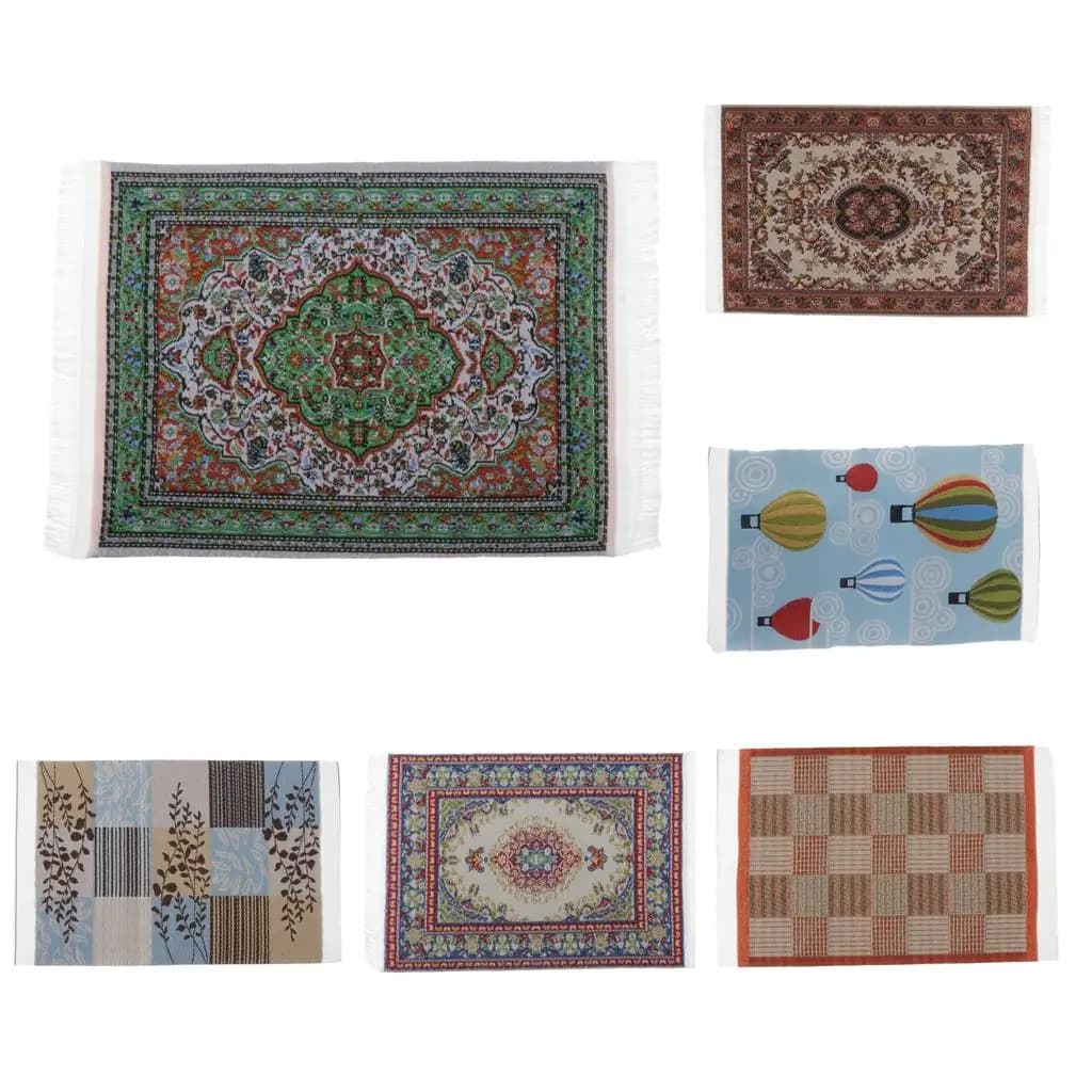 Miniature Dollhouse Carpet Woven Fringe Rug Decorative Mat Furniture Accessories for Bedroom Living Room