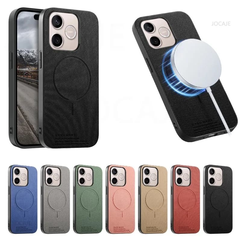 Custodia Magnetica in Pelle con Texture Tessile per Honor 600 Lite, Compatibile con Caricabatterie Wireless MagSafe, Cover per Honor 400 Smart 400 Lite