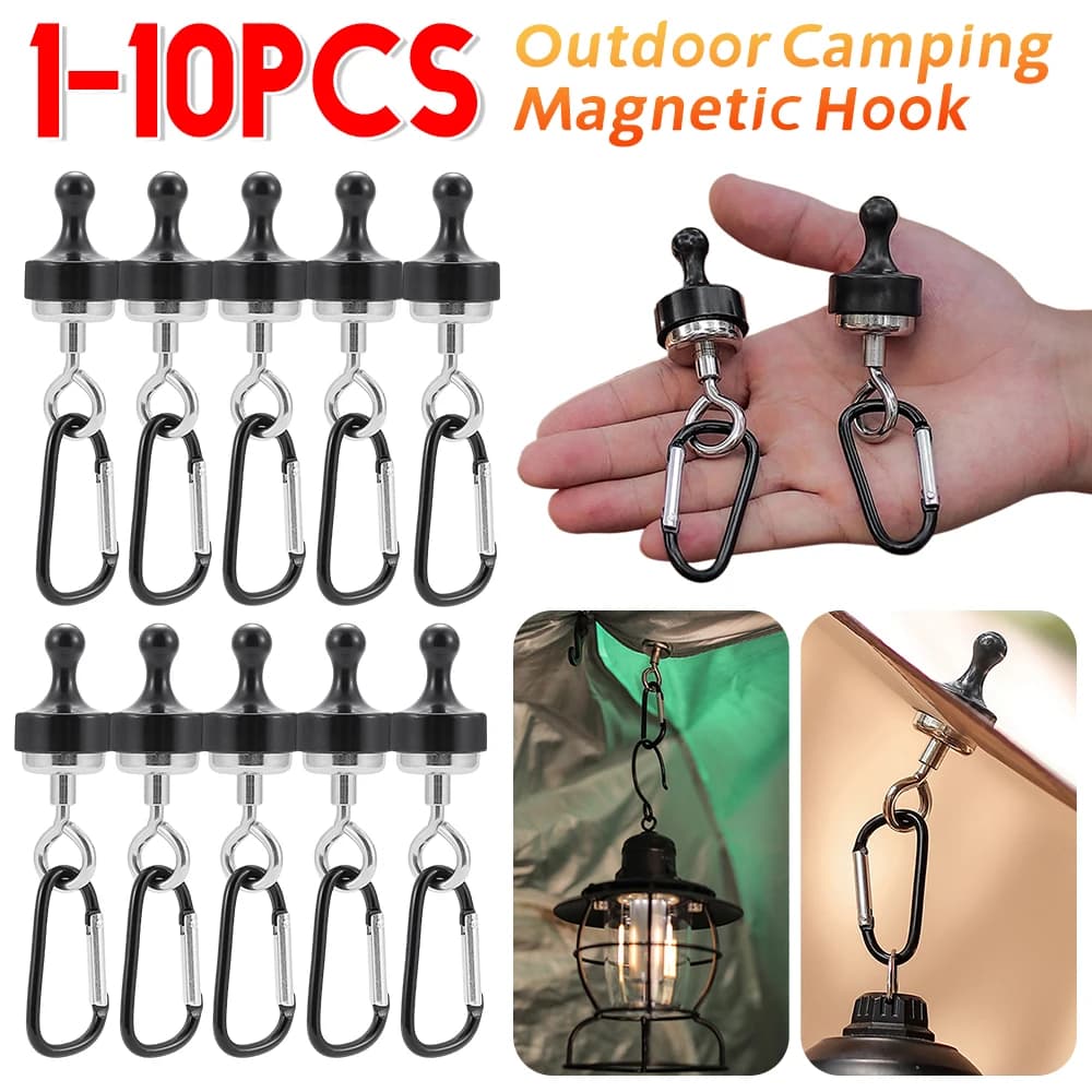 1-10PCS Magnetic hook from camping Strong suction Magnete Hooks Tent Baldacchino Moschettone Clip Outdoor camping tools Accessories