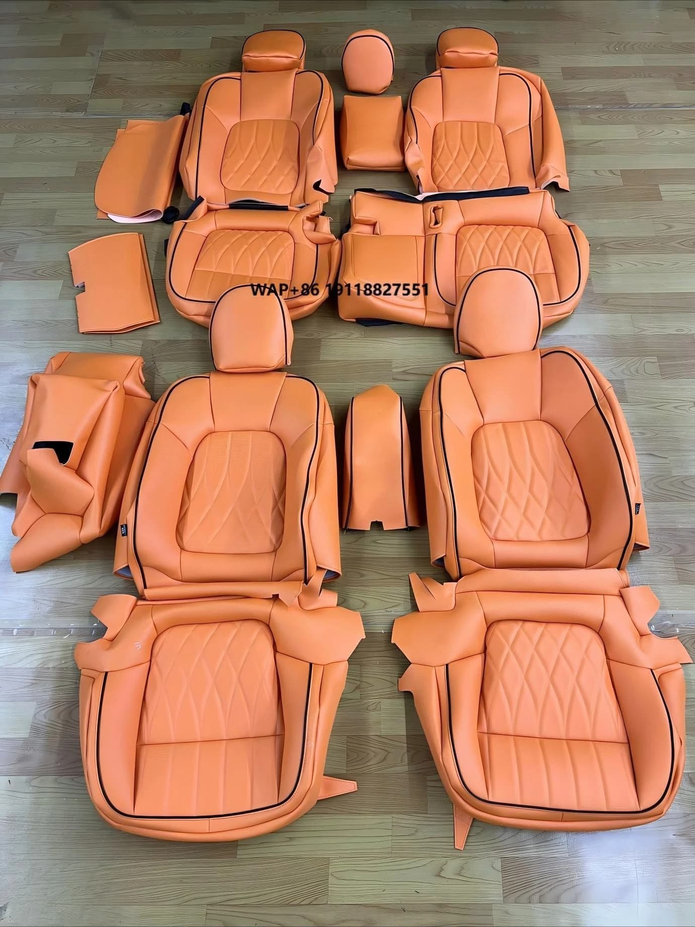 Customized Covers for Cars, Complete Set in Vera Central Drilled Leather, Specific for Cars