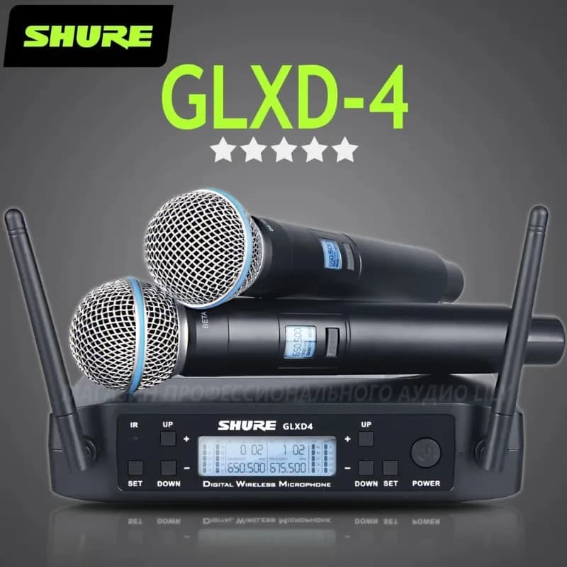 Sistema Microfonico Wireless Professionale Shure GLXD4 BETA 58A ad Alta Frequenza per Canto sul Palco, Trasmissioni e Feste, Lunga Distanza Wireless