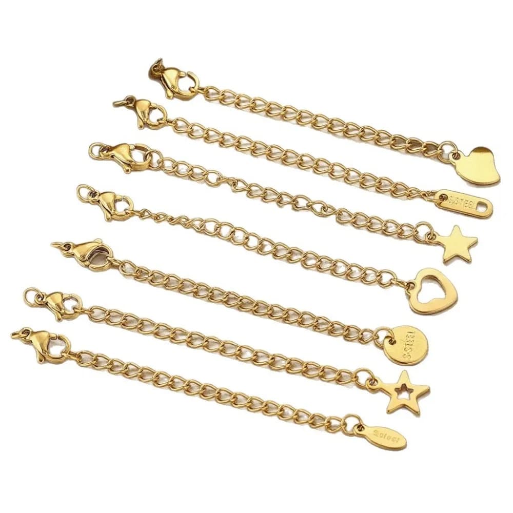 10 Pezzi Catene di Prolunga in Acciaio Inossidabile con Chiusure a Moschettone, Connettori per Creazione di Gioielli Fai-da-Te, Bracciali e Collane