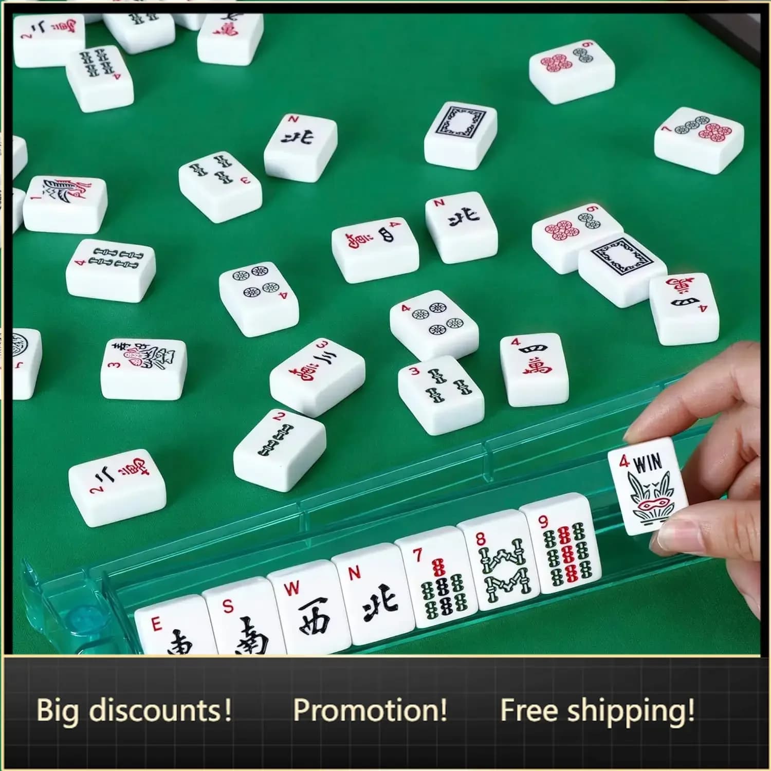 Bestseller Sconto Eccezionale Set Mahjong Americano 166 Tessere 4 Colori con Supporto e Spingitori Tutto in Uno Classico Formato Completo