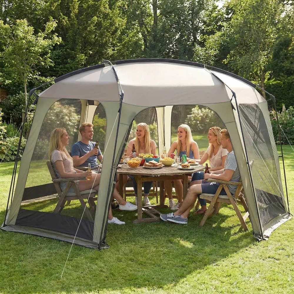 Tenda a rete 12,5 FT X 11,7 FT con porta con cerniera e borsa per il trasporto per il campeggio