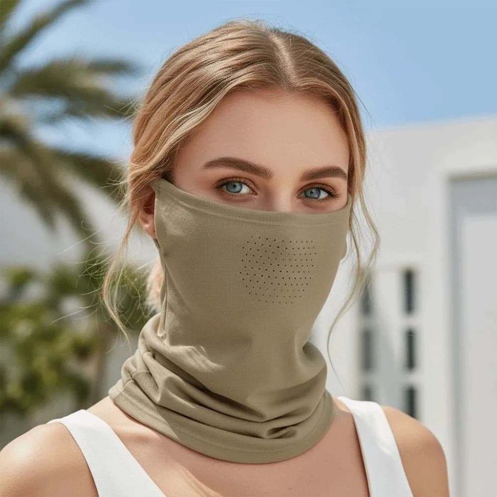 Cycling Elastic Breathable Sunscreen Mask Neck Sunshade Solid Color Sunscreen Scarf Thin Hook-on Face Sun Protection Summer