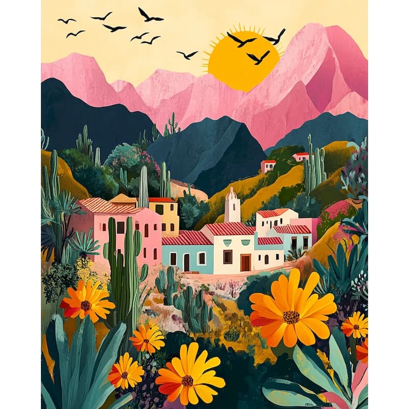 GATYZTORY Painting By Numbers Village Landscape Acrylic Paint Hand Painted Canvas Drawing Diy Ideas Wall Art Picture Home Decor