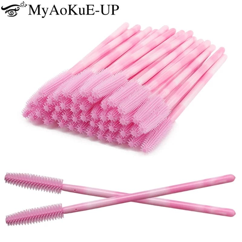 50 Pz Use And Drop Brush Silicone Eye Lash Eye Lash Makeup Brushes Microbrush Sticks Extension Eyelash Beauty Tool