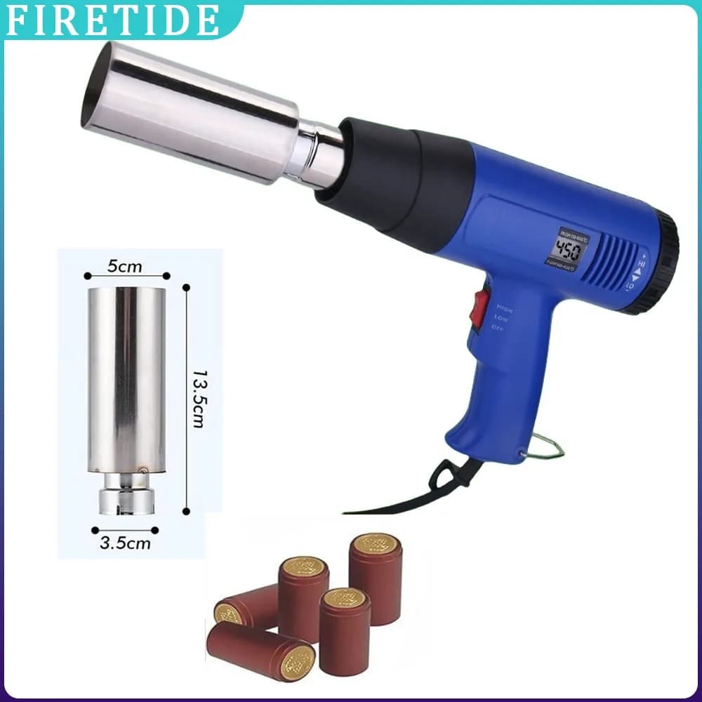 Macchina per tappi termorestringenti, macchina per avvolgere bottiglie di vino con pistola termorestringente portatile regolabile, per avvolgimento di capsule in PVC PP POF 220V