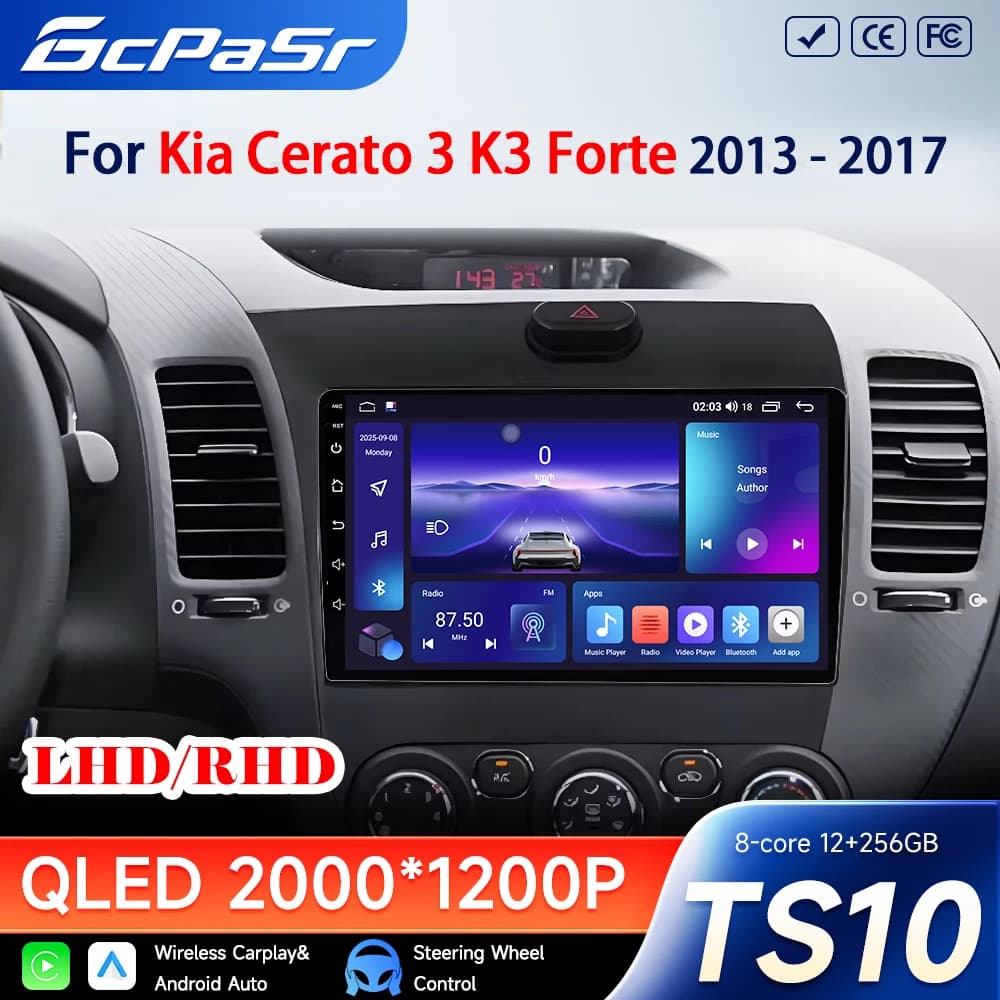 Android Auto For Kia Cerato 3 K3 Forte 2013 2014 2015-2017 Carplay Car Radio Multimedia Video Player Stereo 2din DVD Bluetooth