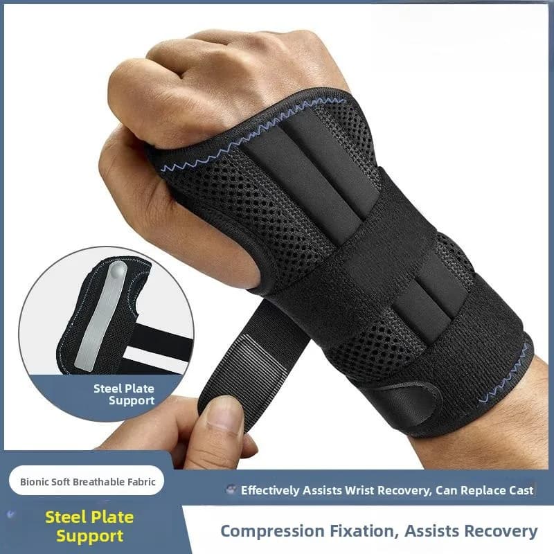 Supporto da Polso Sportivo con Placca in Acciaio, Tutore per Fissaggio Lesioni alla Mano, Benda Compressiva Rimovibile, Protezione per la Guaina Tendineo-Sinoviale
