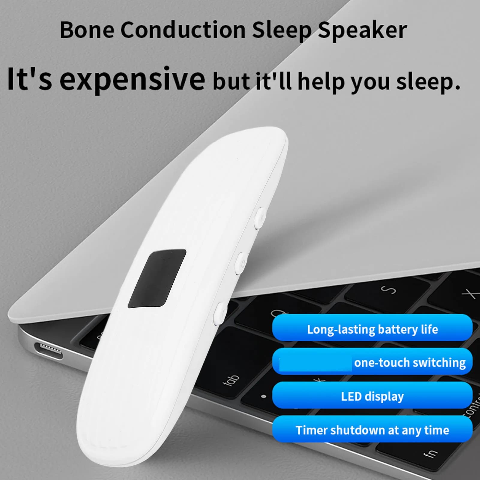 Altoparlante per il sonno a conduzione ossea Bluetooth Funzione di temporizzazione con display a LED Altoparlante sotto il cuscino per viaggi in hotel a casa