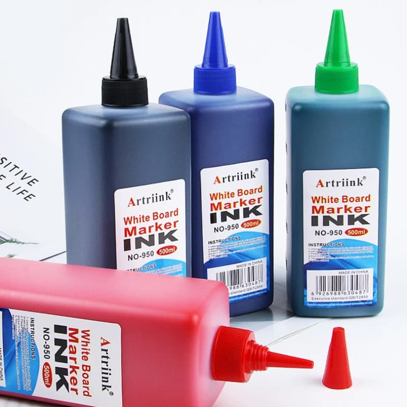 500ML Large-capacity Whiteboard Pen Special Ink Black Red Blue Green Oil-based Replenishing Liquid Quick-drying Easy-to-wipe Ink
