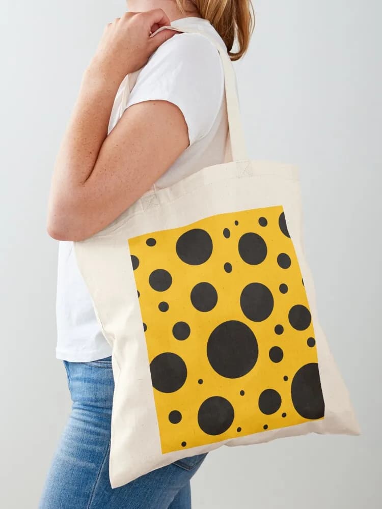 Borsa tote con pois neri su sfondo giallo Borsa tote da uomo Borsa in tela da donna borsa riutilizzabile per la spesa