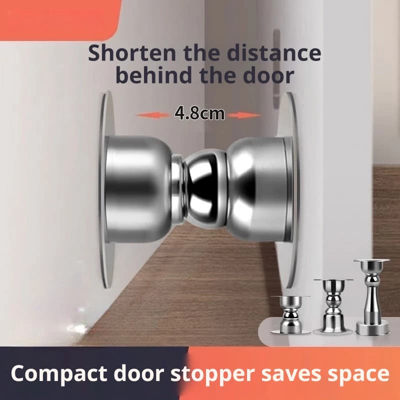 ‌Silver Magnetic Stainless Steel Door Stopper Holder – Silent Noiseless Door Catch Hardware for Home Bedroom and Bathroom‌