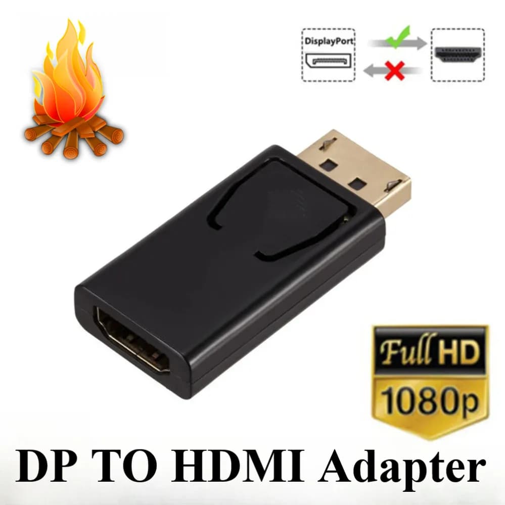 Convertitore adattatore compatibile DP a HDMI 1080P Porta display piatto placcato oro Convertitore adattatore video DP a TV per PC TV