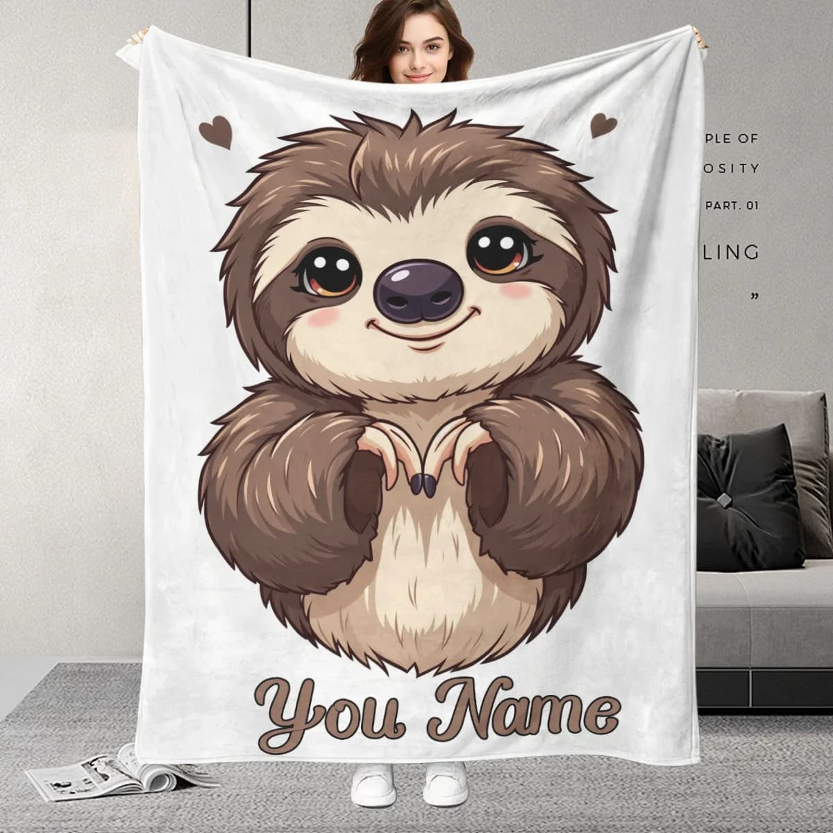 Personalizza coperte con nome personalizzato, bradipi di cartoni animati, compleanni, figlia o figlio regalo perfetto, stampa, morbido, divano, biancheria da letto, caldo