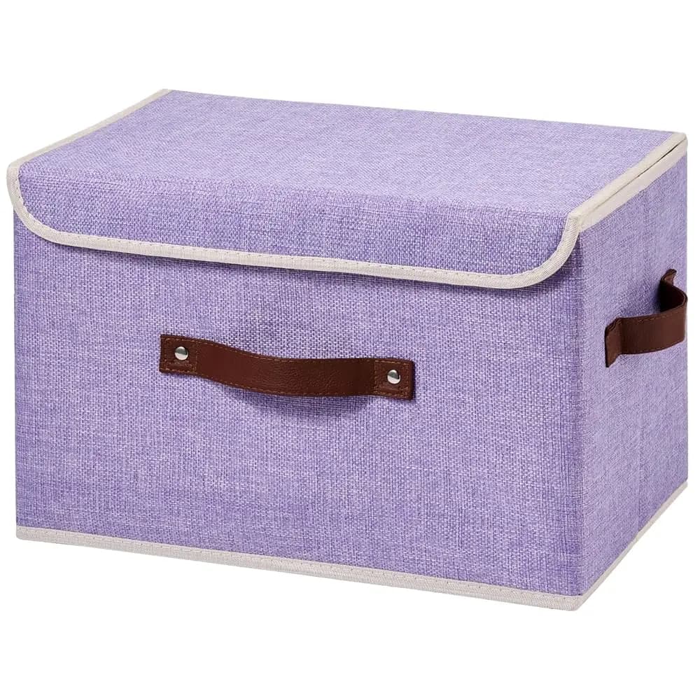 Scatole portaoggetti con coperchio in tessuto di cotone e lino, contenitori organizer decorativi, pieghevoli, lavabili, cesti per scaffali