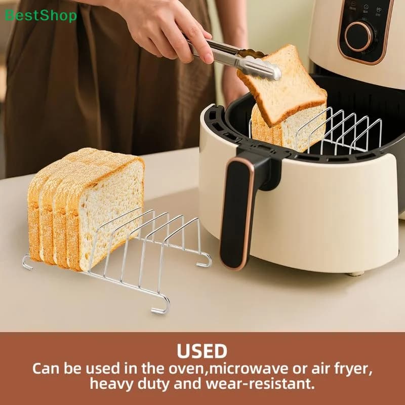✍ Supporto per Toast per Friggitrice ad Aria, Portapane in Acciaio Inossidabile per Friggitrice ad Aria, Forno e Microonde, Sottopentola Resistente per Raffreddare Alimenti
