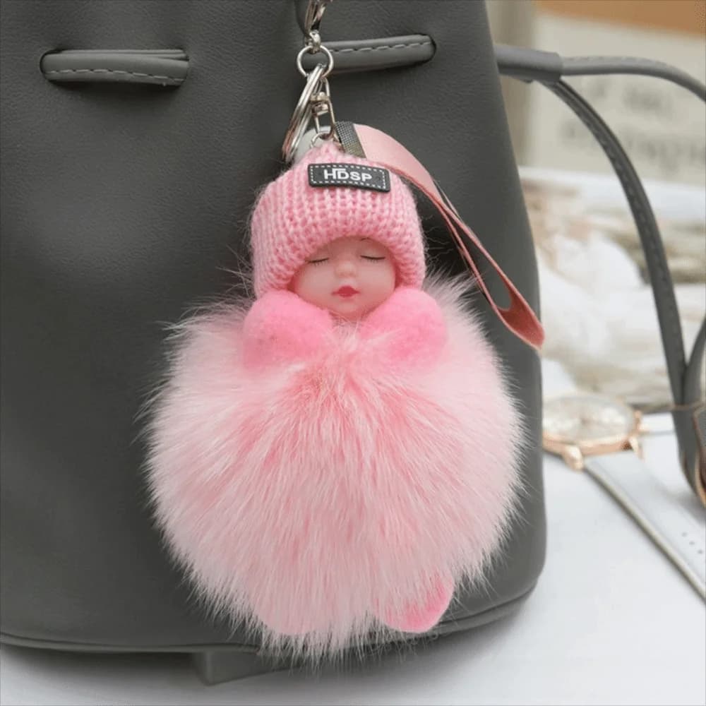 Portachiavi con Pompon Morbido e Soffice, Anello Portachiavi per Auto, Ciondolo Decorativo per Borsa, Regalo per Donne e Ragazze