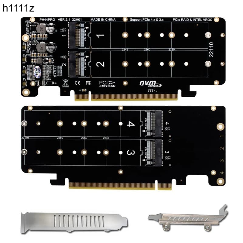 4 porte M.2 NVME a PCI Express X16 4.0 biforcation Raid Controller M KEY NVME PCIE Split Card per 2230 2242 2260 2280 NVME M2 SSD