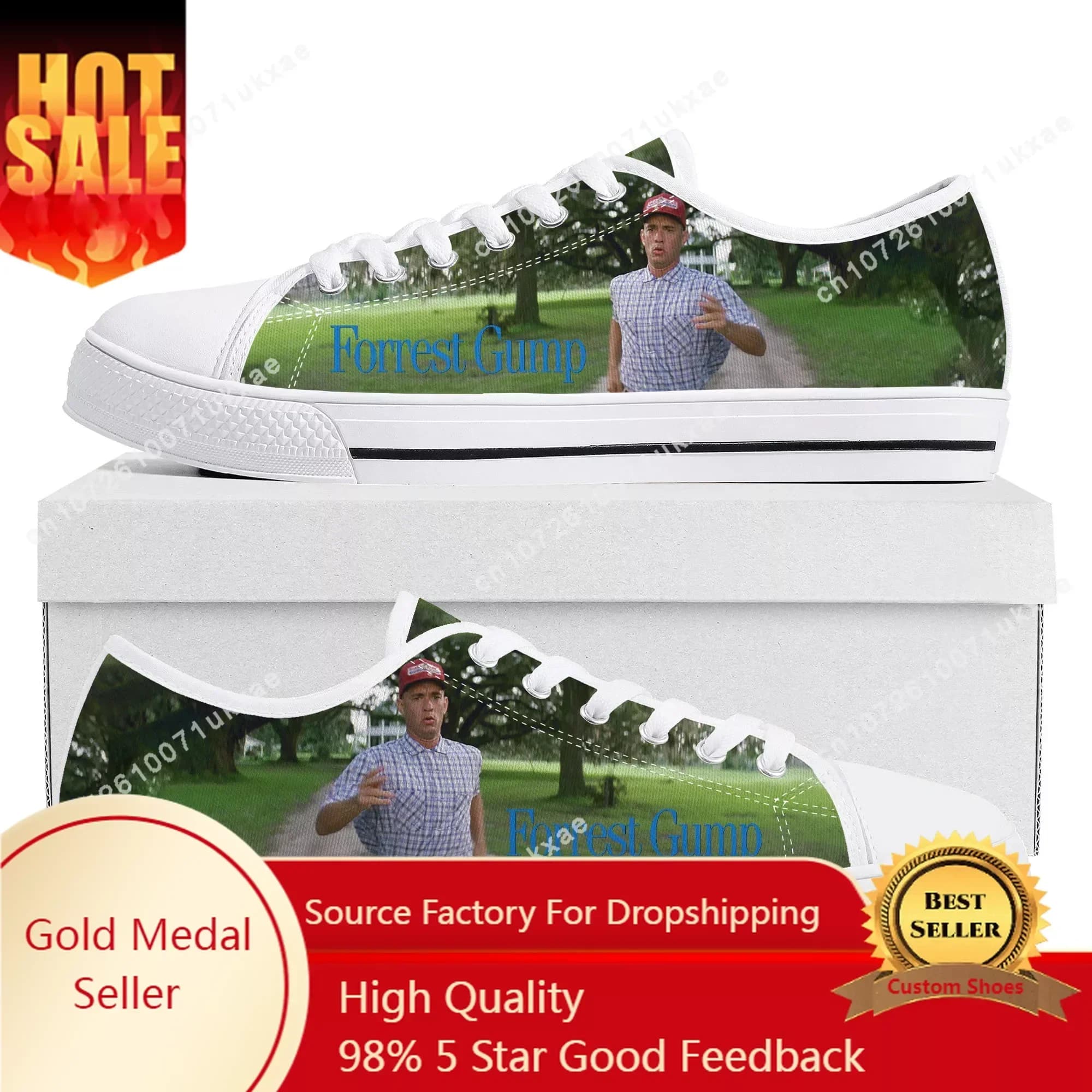 Forrest Gump Movie Tom Hanks Low Top Sneakers Mens Womens Teenager Canvas Sneaker Casual Custom Made Shoes Customize DIY Shoe