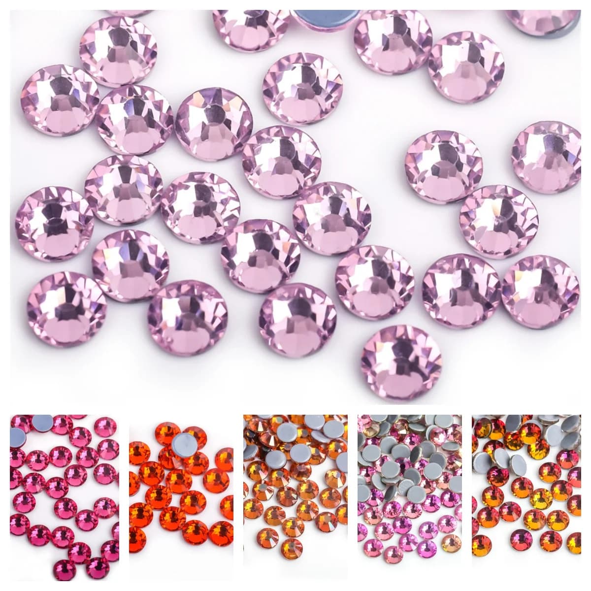Rosa chiaro/rosa/fucsia/rosso siam Colore DMC Ferro su strass/strass di cristallo termoadesivo Strass per cucire e indumenti in tessuto