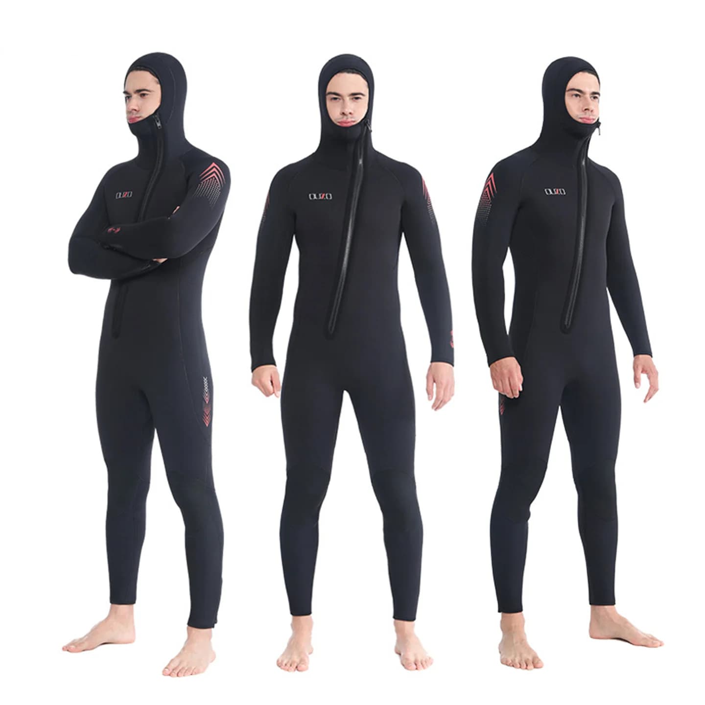 CR Elastic 7mm Swimsuit with Hood in Neoprene Men's Scuba Underwater Fishing Full Winter Snorkeling Swimsuit