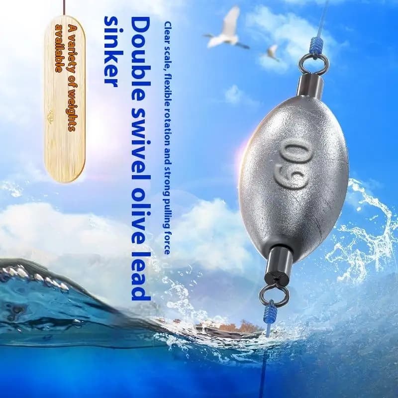 5Pcs Fishing Weights Sinkers Trolling Sinkers Quick Swivel Weight Sinker Olive-shaped Lead Pendant With Double Swivel