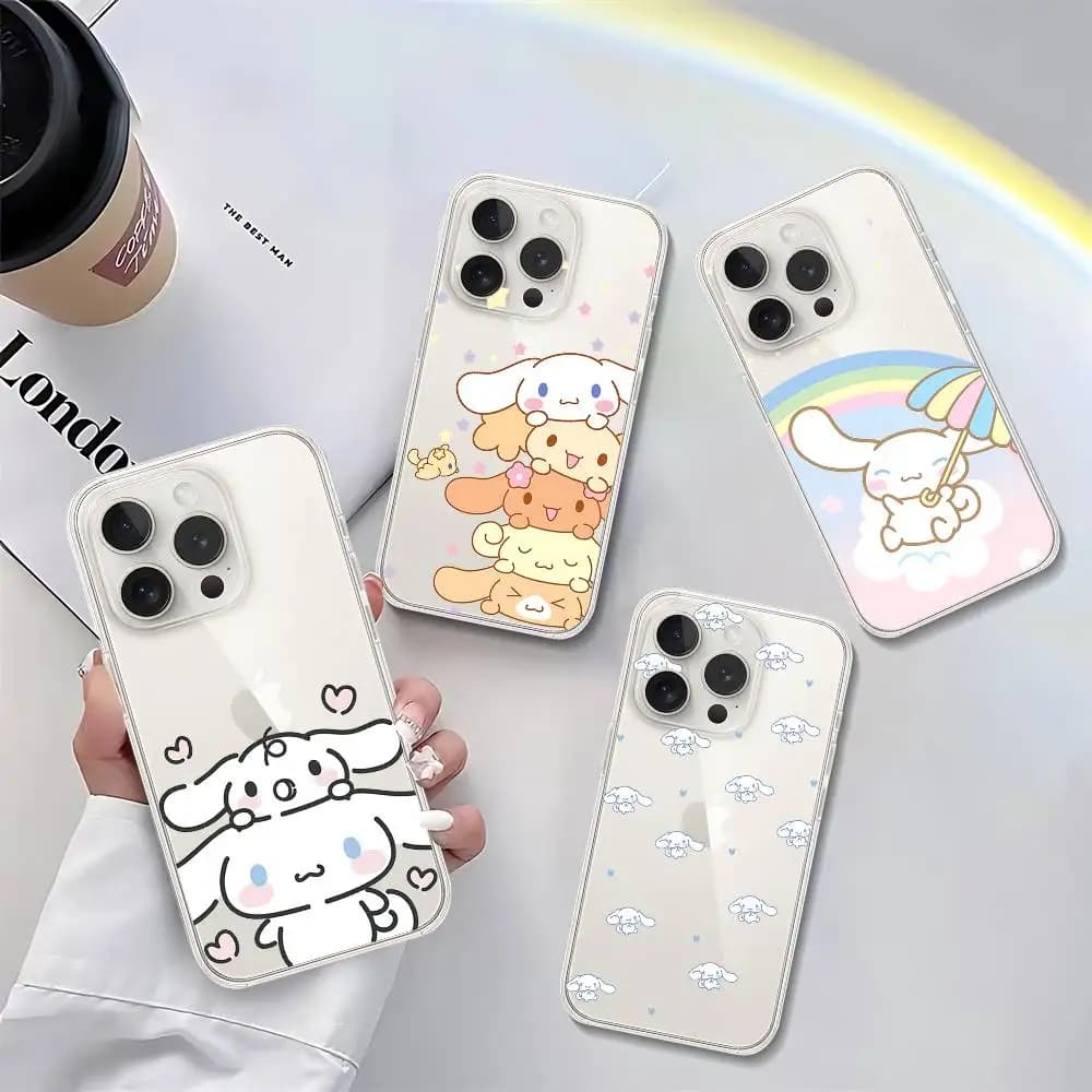 Custodia Morbida Trasparente Cartoon Cinnamoroll per iPhone 17 16 15 14 13 12 11 Pro Max Mini Plus