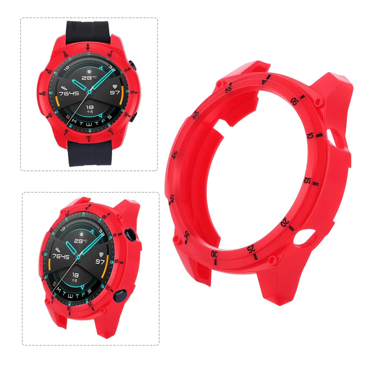 2 46Mm Protective Case Tpu Sports Watch Frame Protector Unisex Lightweight Wear Resistant Classic Design Gift