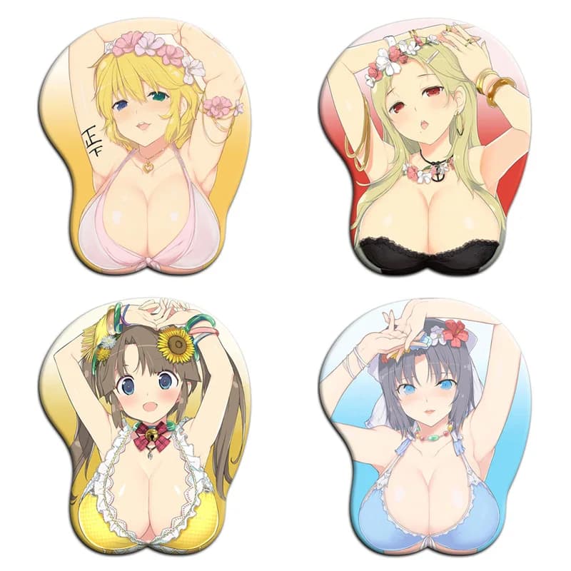 Senran Kagura Minori Ryouna 3D Oppai Mouse Pad seni Sexy Kawaii Gaming Mousepad con morbido Silicone poggiapolsi Gamer Mat