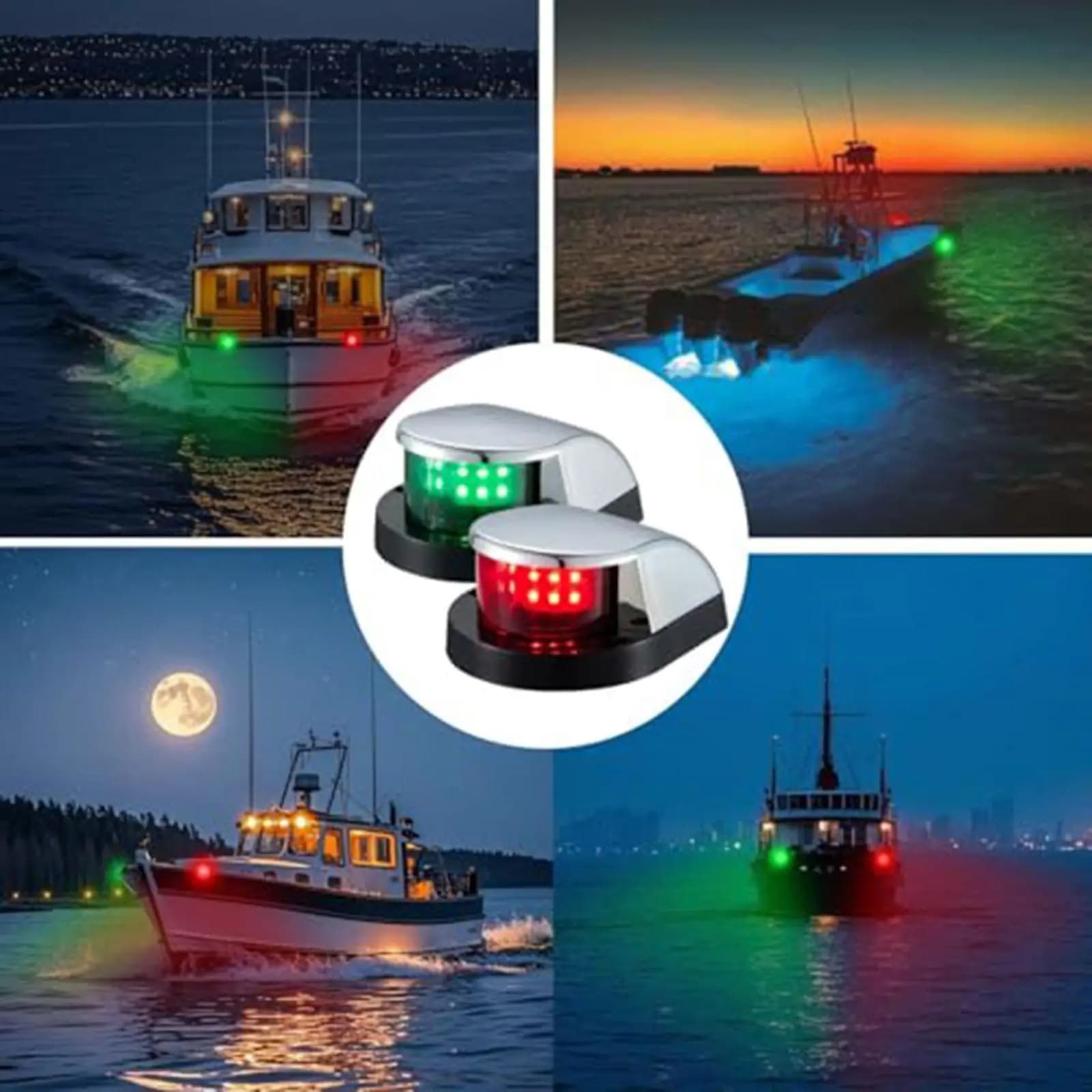 2x Luce di Navigazione per Imbarcazioni, Luce di Ancoraggio Facile da Installare, Sostituzione Professionale per Jon Boat, Lampada di Segnalazione Marina Impermeabile IP67