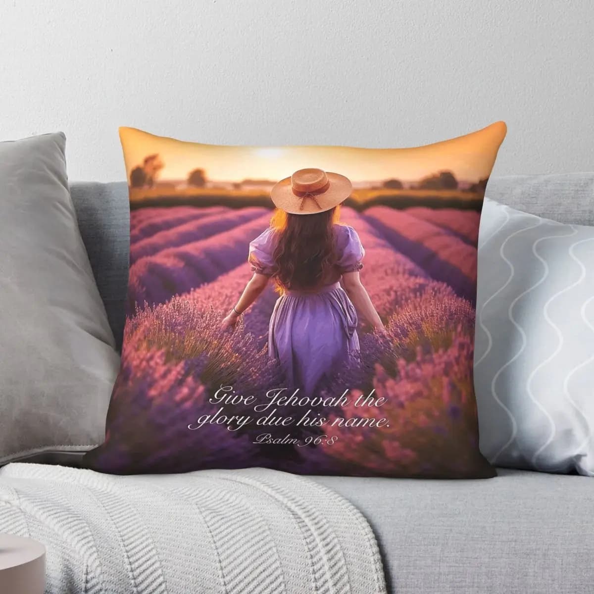 Give Jehovah The Glory Due His Name Pillowcase Polyester Linen Velvet Pattern Zip Decorative Throw Pillow Sofa Cushion Cover 18"