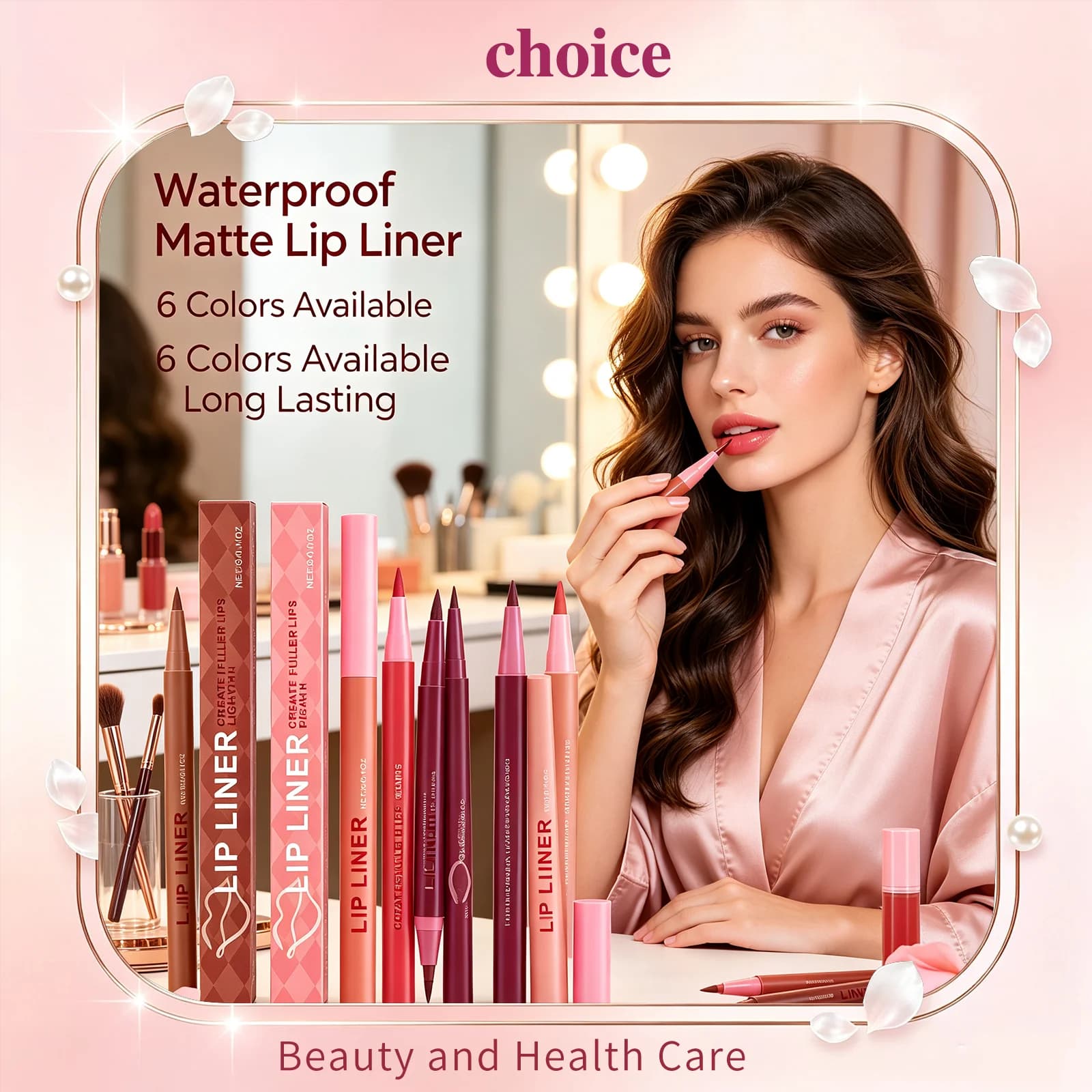 Waterproof Matte Lip Liner Pencil Smudge-Proof Highly Mild Pigmented Lip Liner Contouring Daily Date Commute Use Lip Makeup Pen