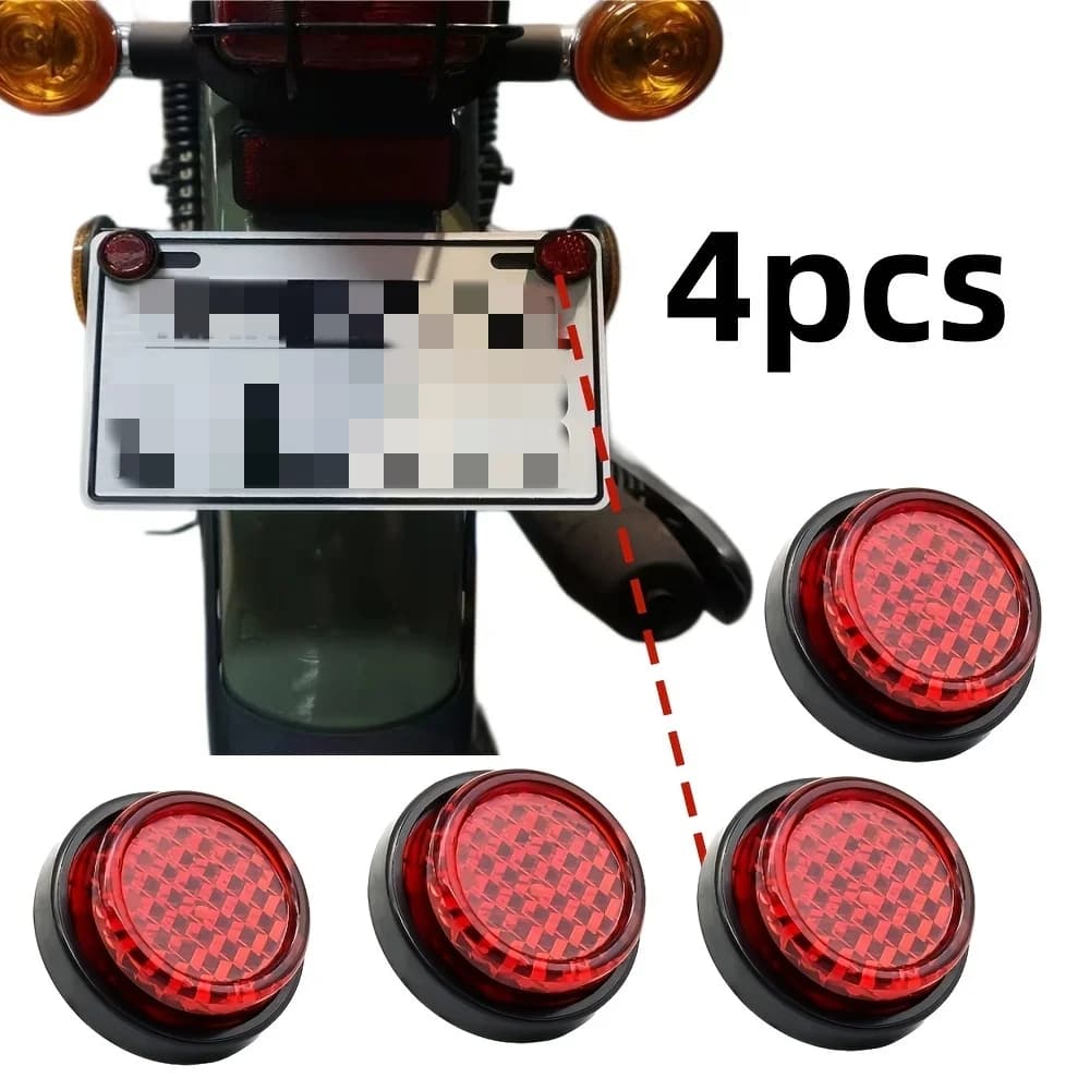 Kit di Fissaggio Targa Moto con Bulloni e Dadi Riflettenti Rossi, Foglio Riflettente, Etichette Universali per Viti Moto e Biciclette