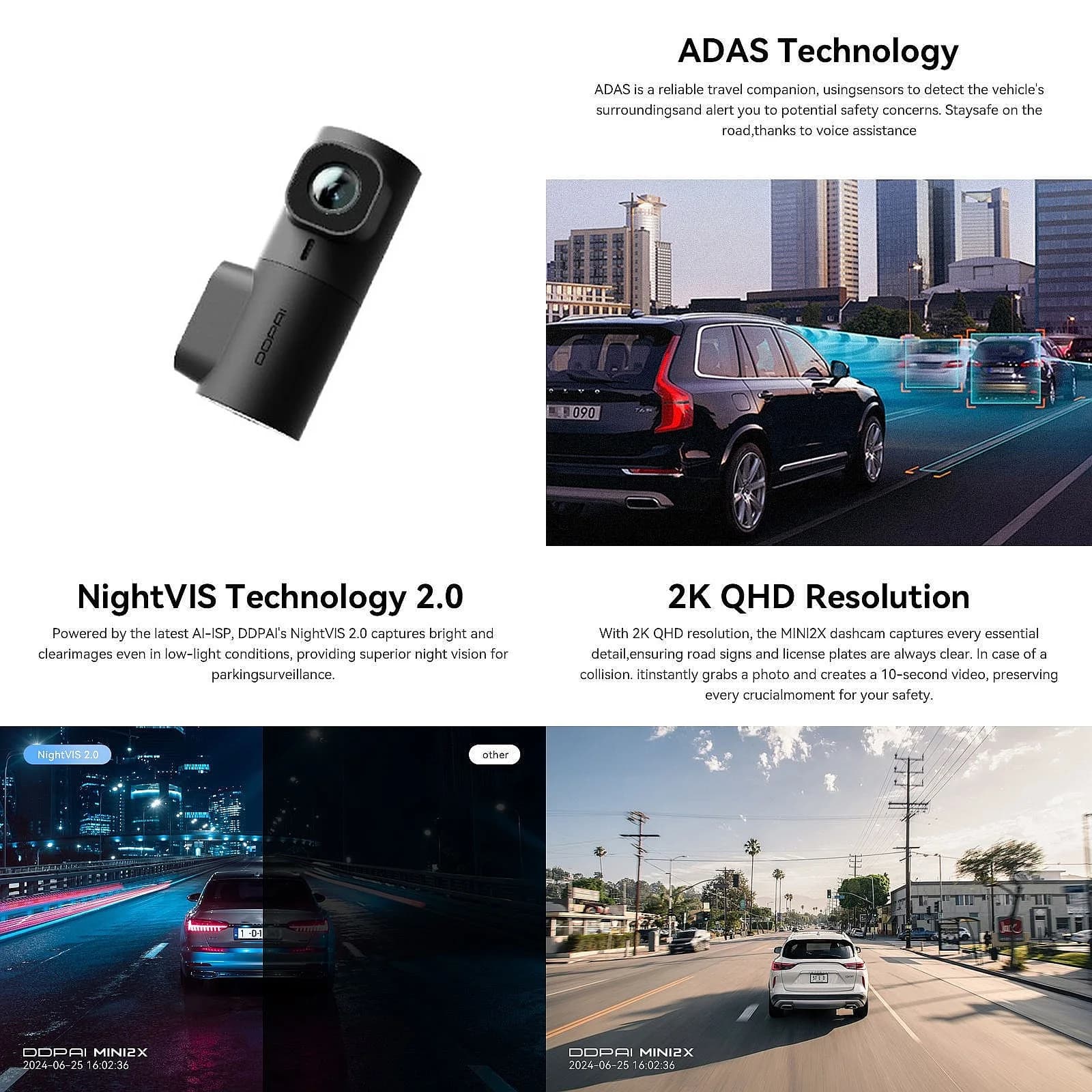 Cross-border Multi-language Dash Cam Mini2X HD Night Vision Parking Monitor