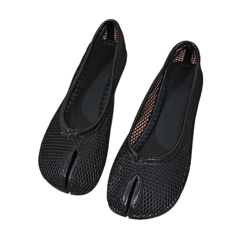 2026 Fashion Women Mesh Flats Breathable Split Toe Ballet Shoes Minimalist Slip on Loafers Summer Vacation Casual Flat Footwear