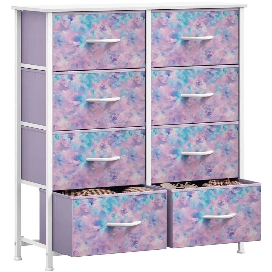 11.8"D x 33,9"W x 38,6"H wide fabric box with 8 drawers, cabinet for wardrobe, steel structure