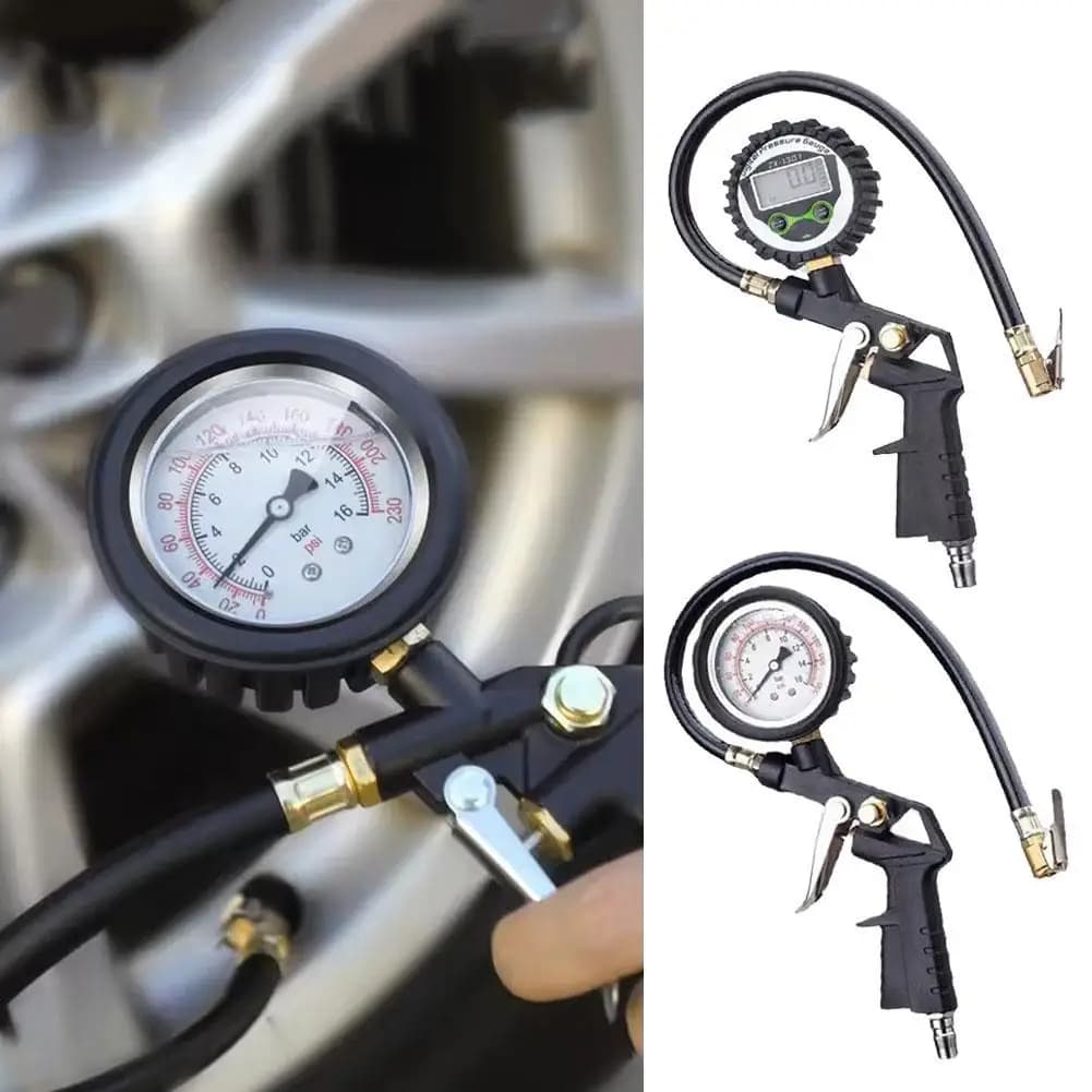 Manometro digitale per pneumatici con gonfiatore, manometro per compressore d'aria ad alta precisione con design antiurto riempito d'olio per auto T J9C2