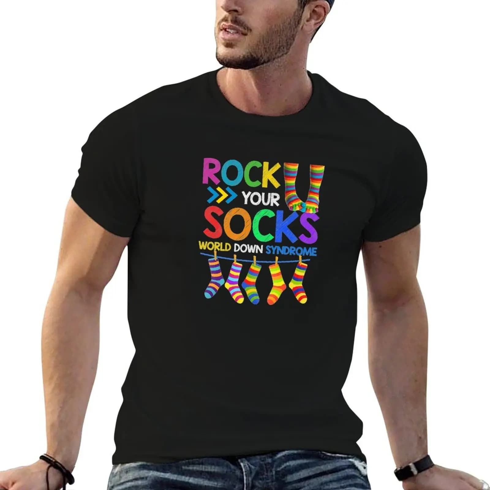 World Down Syndrome Day T Shirt Rock Your Socks T-Shirt anime tshirt funny t shirts dark humor man t shirts cotton T-shirt