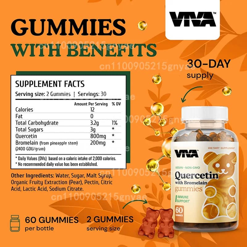 Quercetin supplement with Bromelina, Zinc and Vitamin C - Non-GMO Supports Immune System