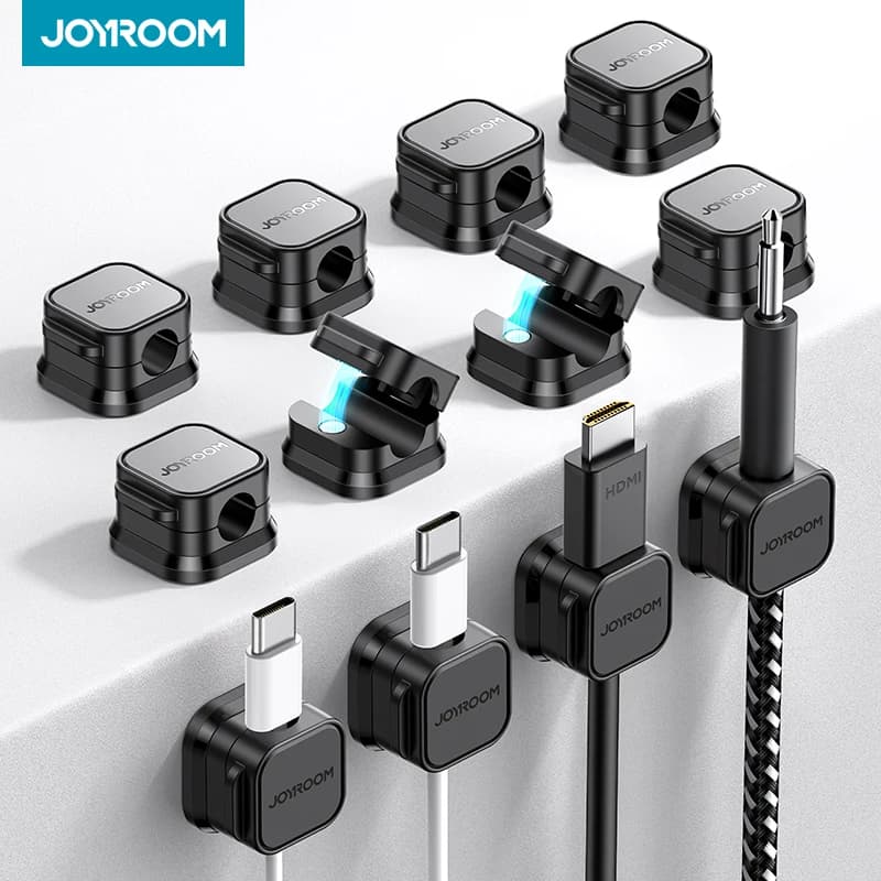 Joyroom 3/6/12PCS Organizzatore di cavi magnetici Adesivo Clip per cavi per telefono Cavo da tavolo Supporto per cavi per la gestione della scrivania dell'ufficio