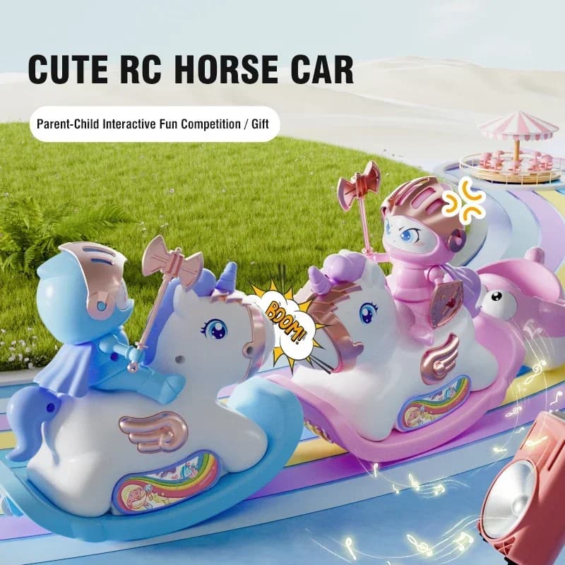 Auto Elettrica Telecomandata 2.4G per Bambini con Luci, Gioco Interattivo Genitore-Figlio, Macchina da Corsa con Rimorchio