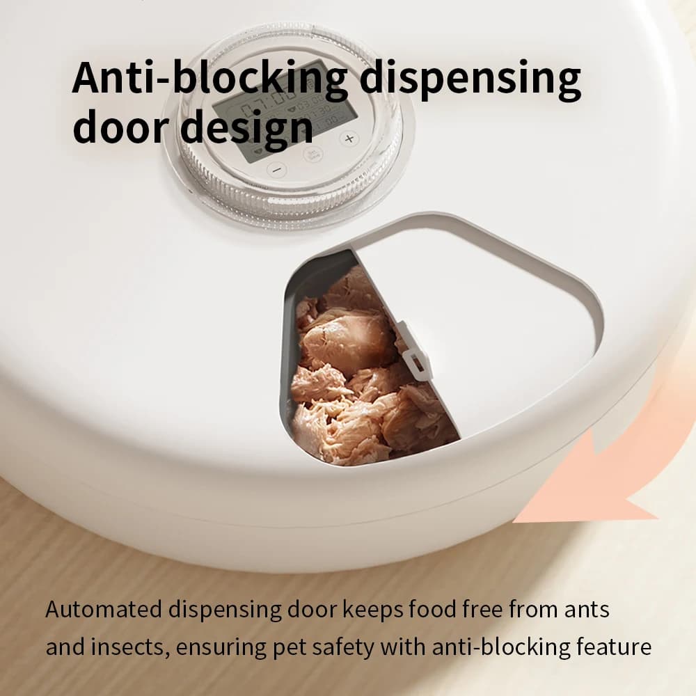Alimentatore automatico intelligente per animali domestici Dispenser per alimenti secchi e bagnati 6 pasti Alimentatore intelligente per gatti Dispenser per crocchette per cani e gatti Ciotola di fornitura per animali domestici