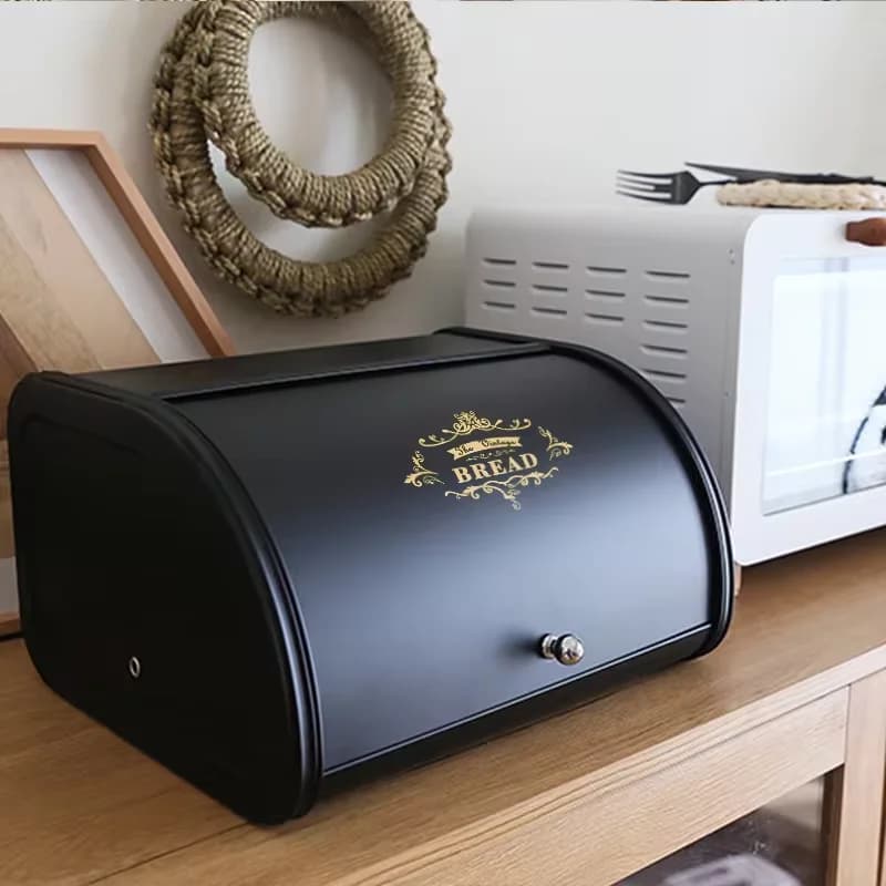 Metal Bread Box Black Bread Container Bread Storage Box Food Storage Containers Large House Food Container